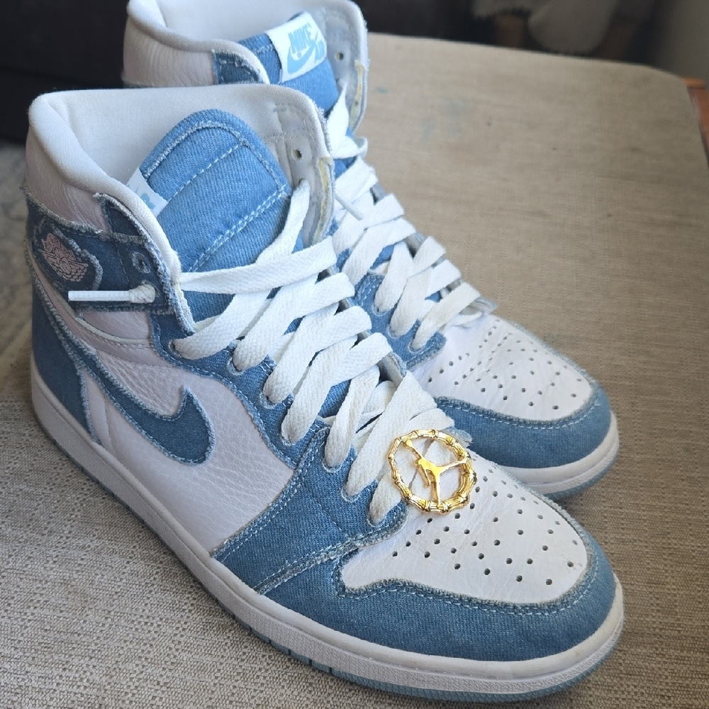 Nike High-Top Sneakers in Blue, White, and Gold